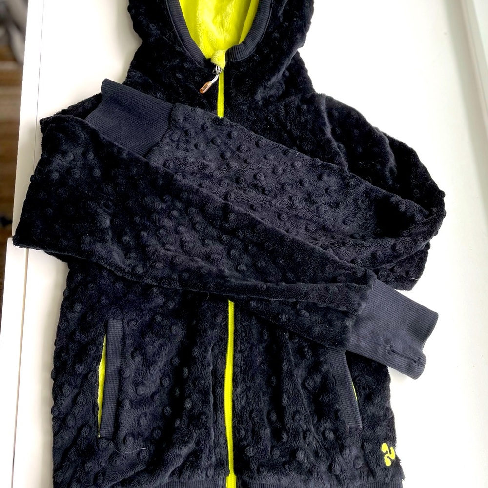 Triple Flip zip up minky bubble hoodie and neck warmer.